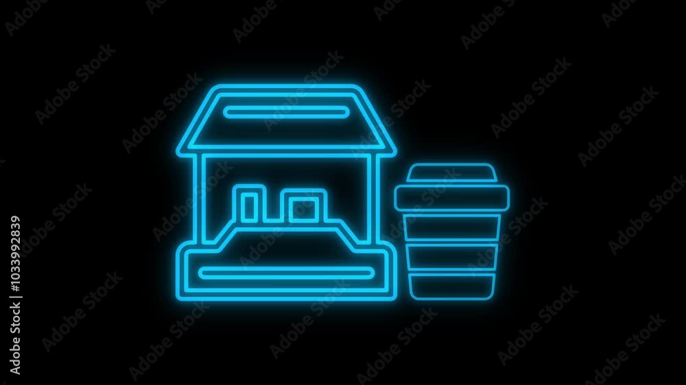 Glowing neon small business booth sign animation on a black background. Glowing neon small business booth sign animation on a black background.
