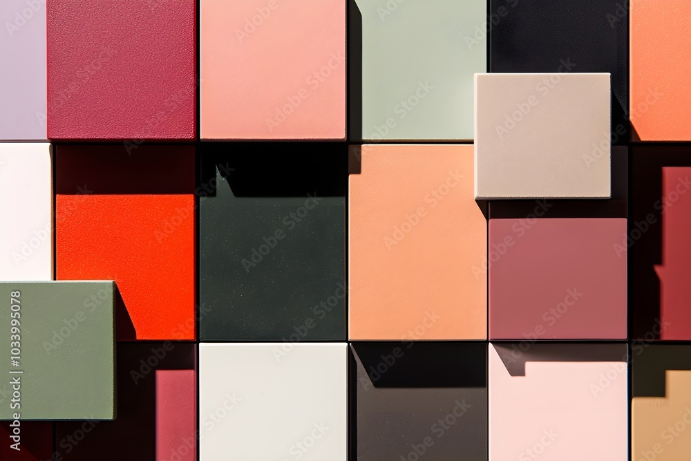 Fototapeta premium Closeup of vibrant pastel pigments arranged in a grid, featuring a mix of bold and soft colors, perfect for creative and artistic inspiration