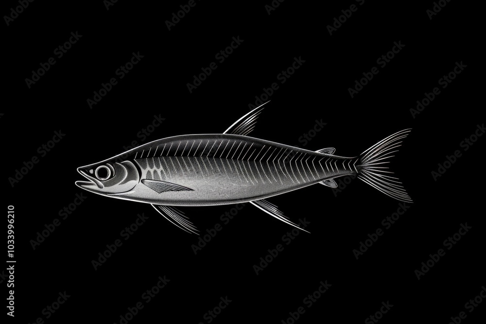 Fototapeta premium A close-up of a fish skeleton on a dark background
