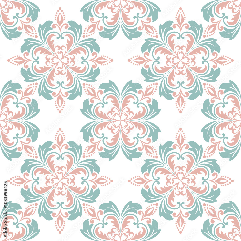 Fototapeta premium damask pattern with a classic floral design.African embroidery patterns, paisley, boho, floral ikat, ethnic floral designs, ikat sari, ikat patterns and ethnic patterns.