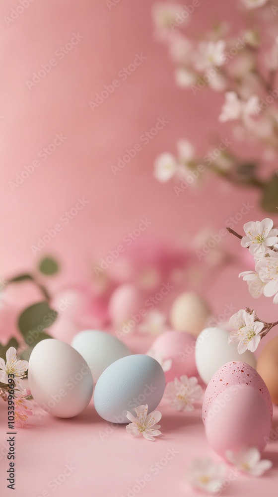 An empty scene featuring blank mockup template (a vibrant Easter-themed setup with deviled eggs featured prominently alongside decorated eggs and spring flowers),