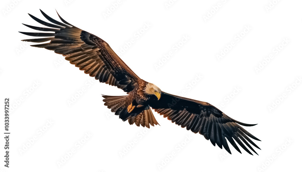 Mächtiger Seeadler im Flug, freigestellt vor transparentem Hintergrund, Generative AI