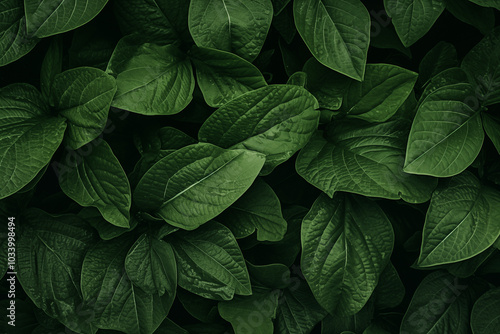 Monotone green leaf impression print.