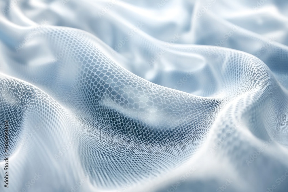 A high-angle shot of a sheet of white fabric with intricate details, suitable for use in textile-related contexts A high-angle shot of a sheet of white fabric with intricate details, suitable for use in textile-related contexts