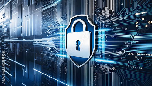 Obraz na płótnie Data protection, online security, lock, information protection, futuristic background, safety w salonie