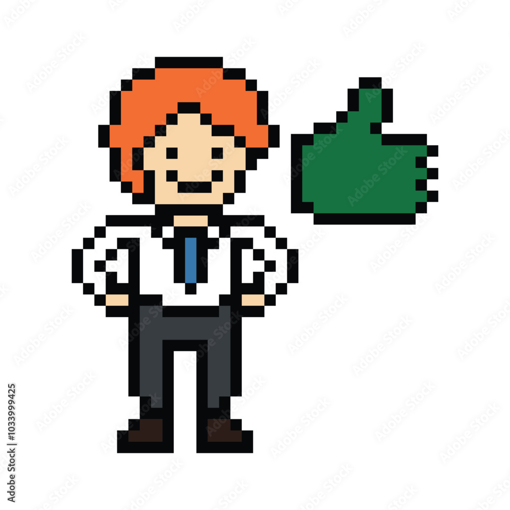 Fototapeta premium Cartoon cute pixel cartoon 8bit character business man businessman smart work game for decoration business 8 bit male career smart character game png vector.