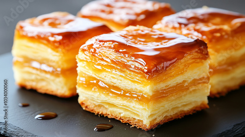 Flaky Kouign Amann with caramelized crust, fresh and delicious photo