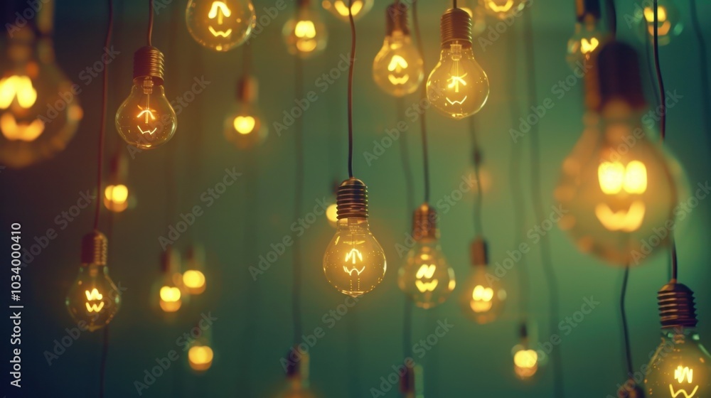 Bright and whimsical hanging light bulbs create warm and inviting atmosphere, perfect for enhancing any space with touch of charm and creativity Bright and whimsical hanging light bulbs create warm and inviting atmosphere, perfect for enhancing any space with touch of charm and creativity