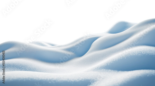 Snowy Mountain. Snow landscape decoration, frozen hills. White snow covered hill with a few small snow piles. Empty snow banks field. background. Christmas png illustration.