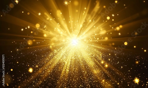 Golden sparkle burst energy sparke glitter background design