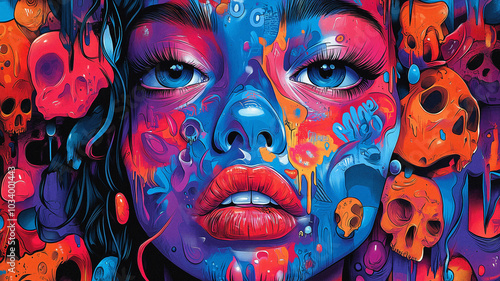 trash style graffiti with a girl