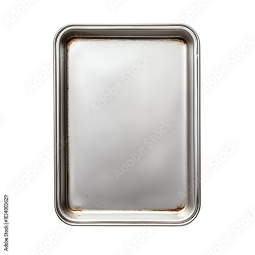 A clean, silver baking tray ready for cooking or baking various delicious recipes in a kitchen setting.