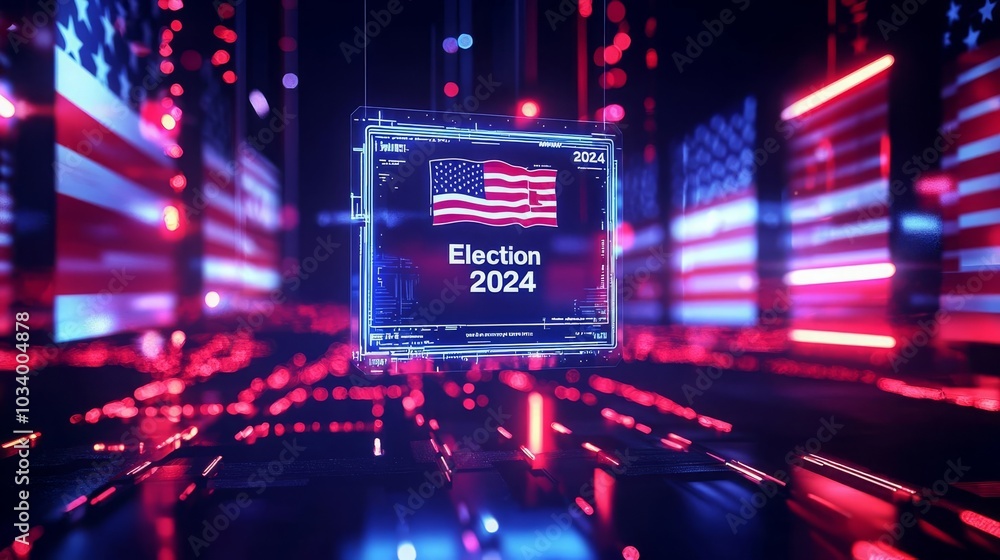 USA election vote 2024 Holographic USA ballot showing USA election vote 2024 Holographic USA ballot showing