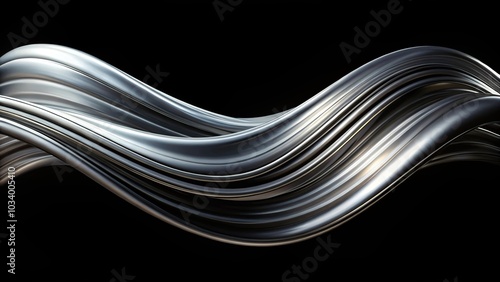 Wallpaper Mural abstract silver wavy shape against black background Torontodigital.ca