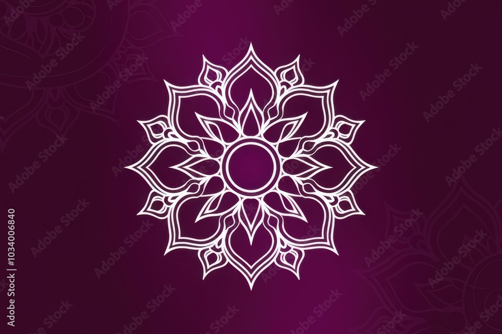 Elegant White Mandala Illustration Deep Purple Background - Ideal Wellness Marketing, Spiritual Events, Cultural Festival Promotions Elegant White Mandala Illustration Deep Purple Background - Ideal Wellness Marketing, Spiritual Events, Cultural Festival Promotions
