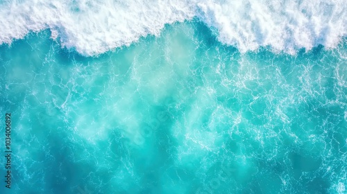 A captivating image showcasing vibrant sea wave motions in an expansive turquoise ocean, perfect for invoking a sense of adventure and nature's beauty.