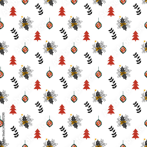 Merry Christmas Holidays Seamless Vector Pattern Design