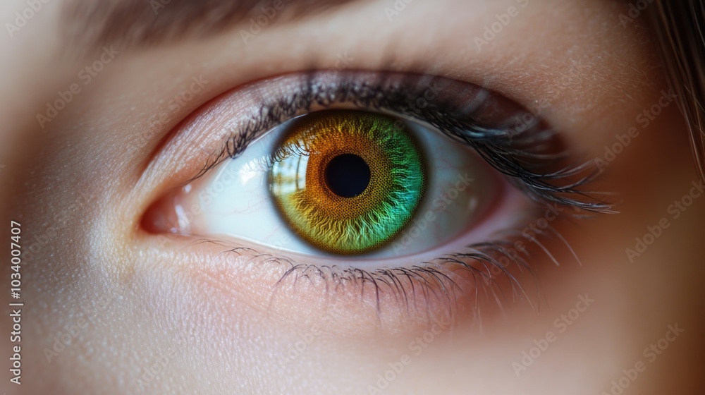 A close-up shot of a person's green eye with detailed eyelid and iris features A close-up shot of a person's green eye with detailed eyelid and iris features