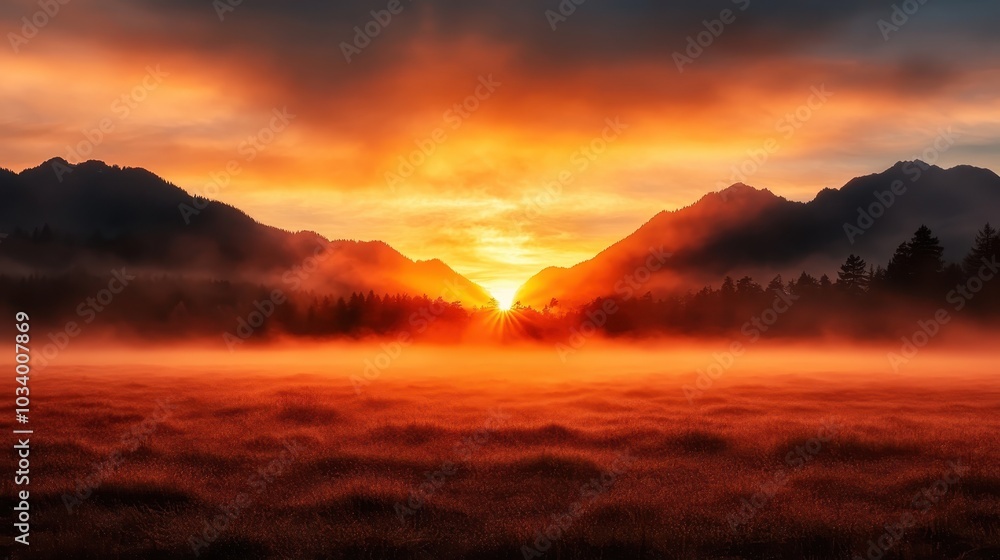 A fiery sunset casts its vibrant hues across lush fields, creating a radiant glow that reflects the vibrant colors of the sky, offering a mesmerizing view. A fiery sunset casts its vibrant hues across lush fields, creating a radiant glow that reflects the vibrant colors of the sky, offering a mesmerizing view.