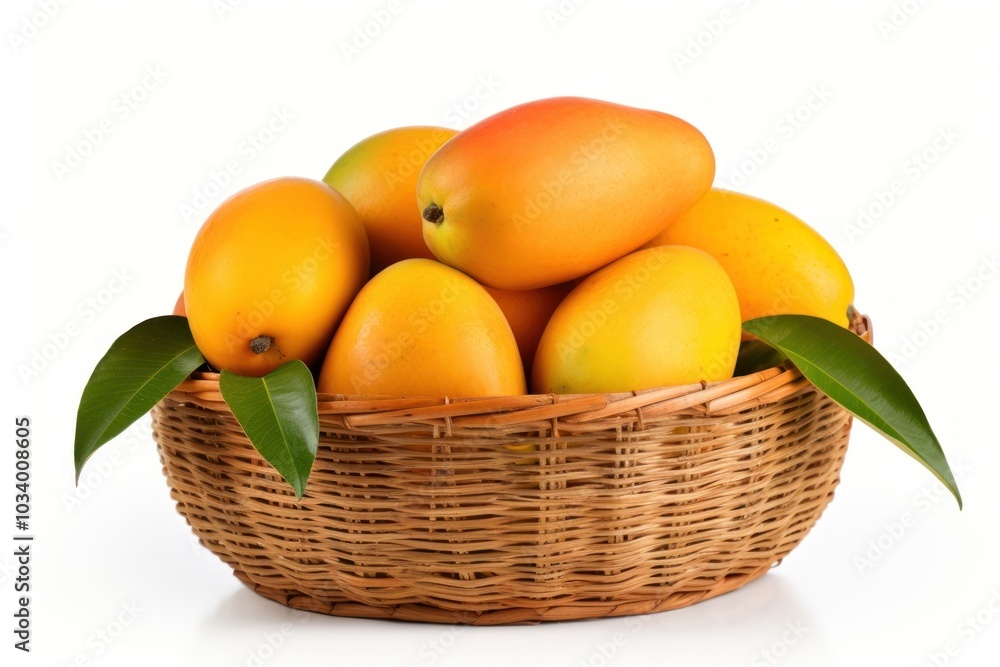Basket mango wicker fruit. Basket mango wicker fruit.