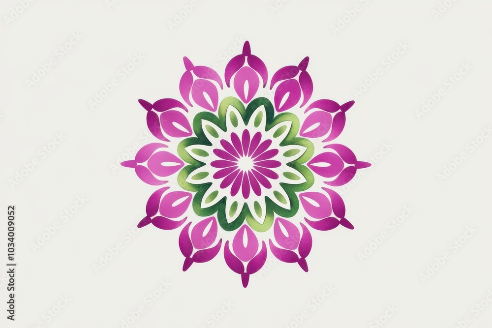 Vibrant Pink Green Floral Mandala Design White Background - Ideal Wellness, Mindfulness, Yoga, Home Decor Products Vibrant Pink Green Floral Mandala Design White Background - Ideal Wellness, Mindfulness, Yoga, Home Decor Products