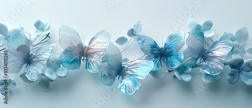 Frosty Blue Butterflies on a Winter Background