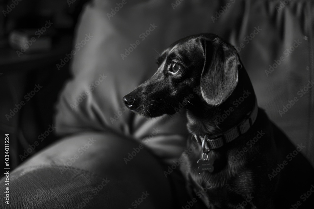 A dog sitting comfortably on a couch, great for pet or home-related themes A dog sitting comfortably on a couch, great for pet or home-related themes