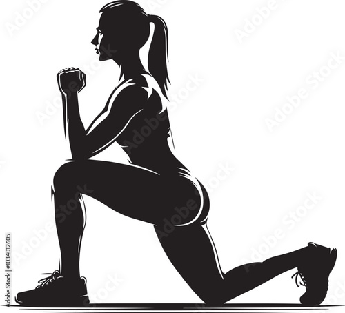 Lunges Gym exercise Silhouette illustration isolated on a white background