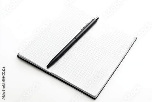 A notebook with a pen sitting on top, great for writing or office use