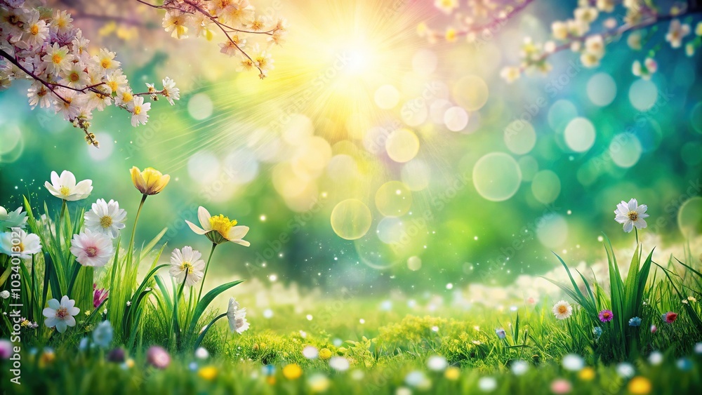 Obraz premium Abstract spring background with shiny effect Panoramic