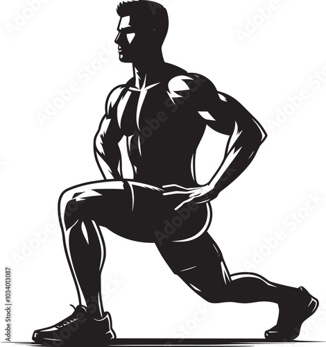 Lunges Gym exercise Silhouette illustration isolated on a white background