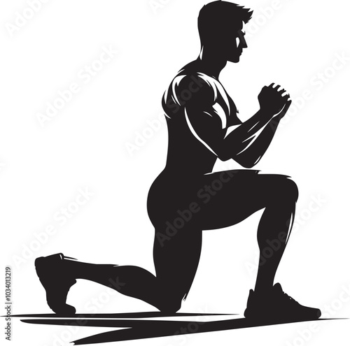 Lunges Gym exercise Silhouette illustration isolated on a white background