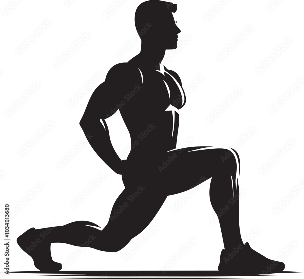 Lunges Gym exercise Silhouette illustration isolated on a white background Lunges Gym exercise Silhouette illustration isolated on a white background