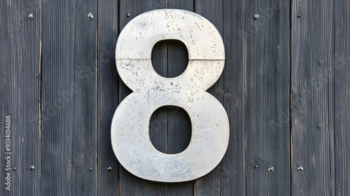 Photograph of the number 8 in a sleek modern font with smooth curves and a metallic shine isolated on a clean minimalist background