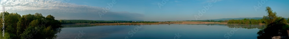 Panorama lake view in sunrise time /Sunrise at the lake Panorama lake view in sunrise time /Sunrise at the lake