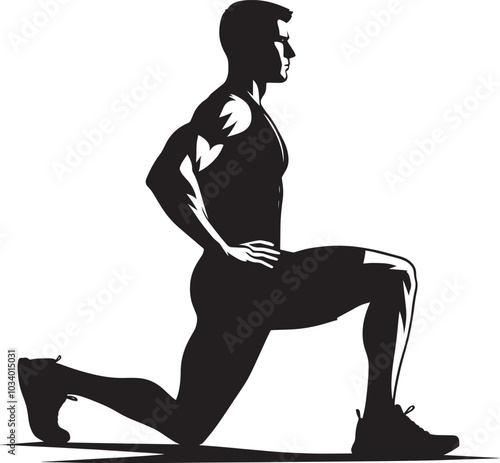 Lunges Gym exercise Silhouette illustration isolated on a white background