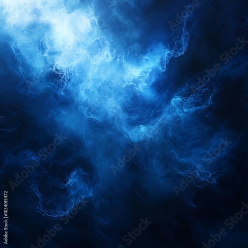 A swirling mix of blue and dark hues, resembling abstract clouds or cosmic formations.