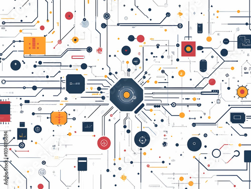 Minimalist Flat Prediction Algorithm Circuit Board Pattern - Intricate Data Flow Pathways for AI in Election Analysis