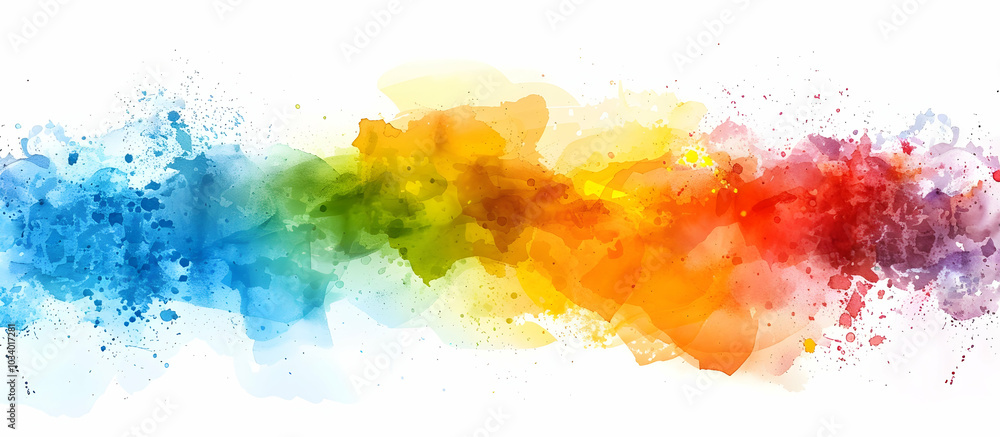 Obraz premium Watercolor rainbow-colored background, vector illustration with paint splashes.