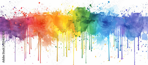 Watercolor rainbow-colored background, vector illustration with paint splashes.