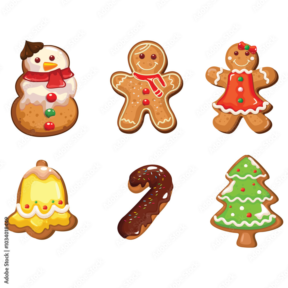 Fototapeta premium gingerbread, Cream cake decor elements colorful cute symbols