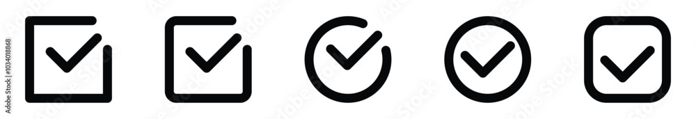 black check symbol icons isolated on white black check symbol icons isolated on white