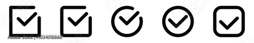 black check symbol icons isolated on white 