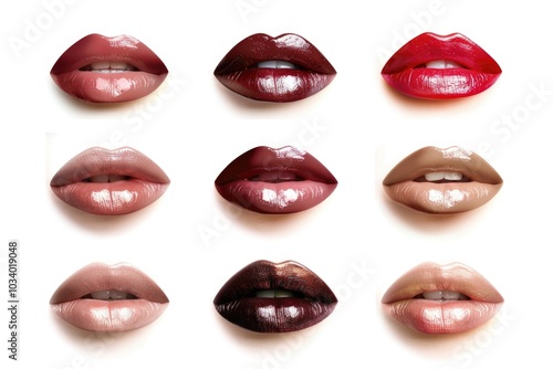 Wallpaper Mural A collection of colorful lips on a clean white background Torontodigital.ca