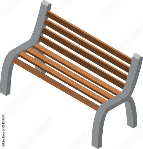 Isometric park bench. Outdoor street color element