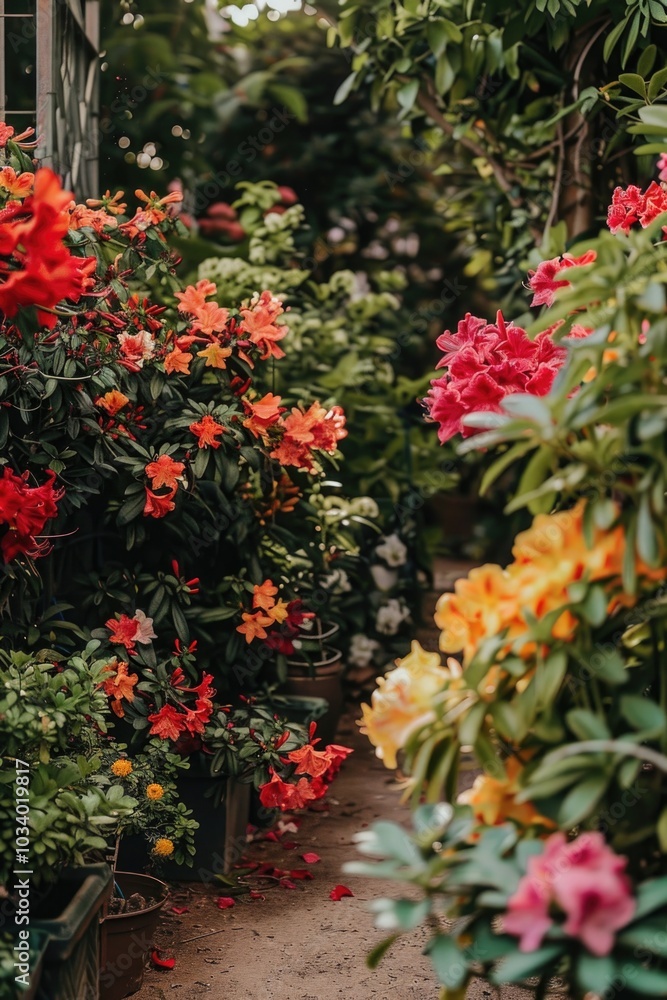 A vibrant and beautiful garden filled with many colorful flowers A vibrant and beautiful garden filled with many colorful flowers