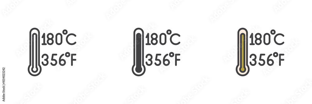 Cooking temperature different style icon set Cooking temperature different style icon set