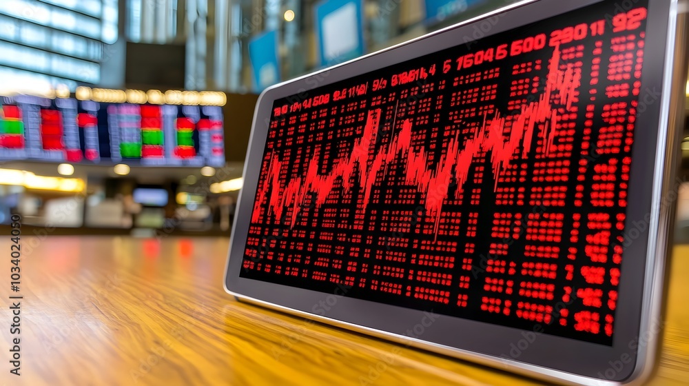 Obraz premium Fading Financial Fortunes A mobile trading app screen displaying massive market losses symbolizing the devastating impact of a financial crisis on individual portfolios and the broader economy