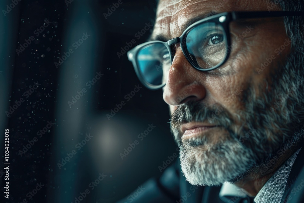 Portrait of a person with glasses and facial expression Portrait of a person with glasses and facial expression
