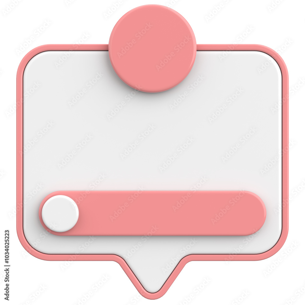 3D illustration of dialog box. Notification box. 3D illustration of dialog box. Notification box.